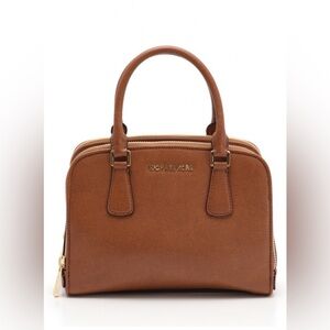 Micheal Kors Women's Reese Medium Satchel Luggage Brown Leather Bag